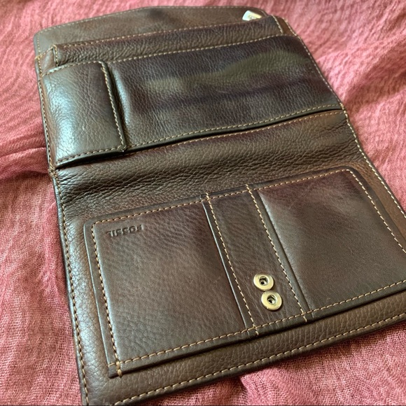 FOSSIL Brown Leather Wallet Billfold - Picture 4 of 7